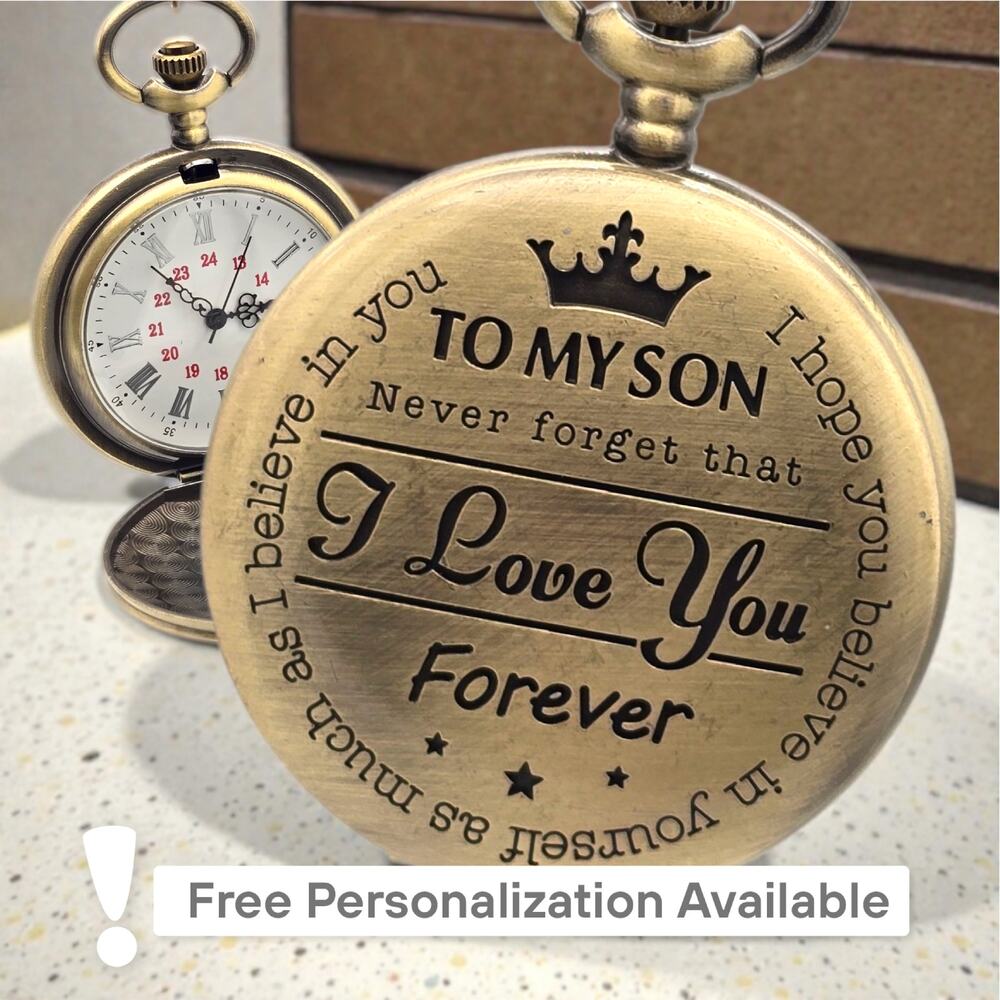 To My Son Pocket Watch – Personalized Gift Boy Vintage Engraved Love Keepsake